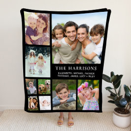 Familie Foto Collage Black Fleece Deken