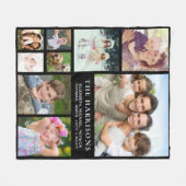 Familie Foto Collage Black Fleece Deken (Voorkant (Horizontaal))