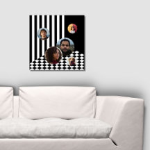 Familie Foto Collage Black & White Stripes Checker