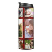 Familie Foto Collage Buffalo Pset 11 Afbeeldingen Thermosbeker (Geroteerd rechts)