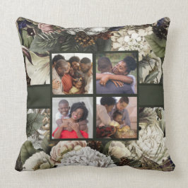 Familie Foto Collage Elegant Winter Garden Floral Kussen