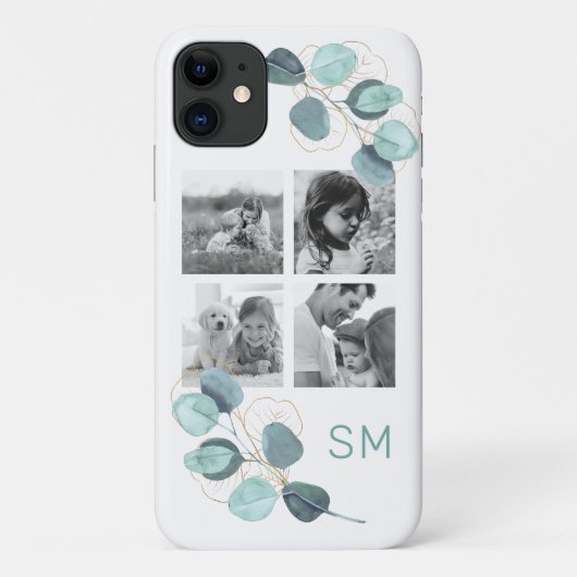 Familie Foto Collage Eucalyptus Black & White Case-Mate iPhone Case (Achterkant)