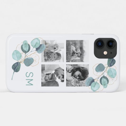 Familie Foto Collage Eucalyptus Black & White Case-Mate iPhone Case (Achterkant (horizontaal))