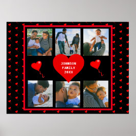 Familie Foto Collage Familie Harde Zwarte Achtergr Poster