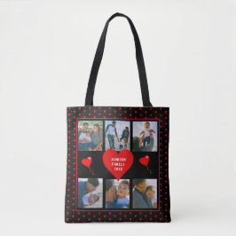 Familie Foto Collage Familie Harde Zwarte Achtergr Tote Bag