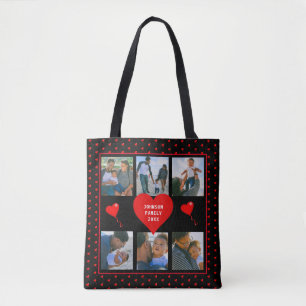Familie Foto Collage Familie Harde Zwarte Achtergr Tote Bag