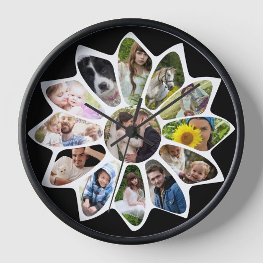Familie Foto Collage Flower Black en White Easy (Voorkant)
