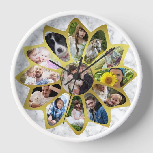 Familie Foto Collage Flower Marble en Gold Easy (Voorkant)