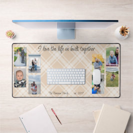 Familie foto collage geruite achtergrond bureaumat