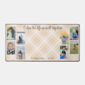 Familie foto collage geruite achtergrond bureaumat (Voorkant)