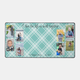 Familie foto collage geruite achtergrond bureaumat