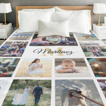 Familie Foto Collage Gold Black White Monogramed