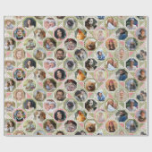 Familie Foto Collage Green Pink Quilt 28 Afbeeldin Cadeaupapier (Vlak)