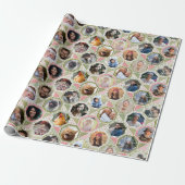 Familie Foto Collage Green Pink Quilt 28 Afbeeldin Cadeaupapier (Uitgerold)