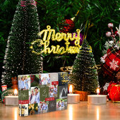 Familie Foto Collage Grid Groen en Rood Kerstmis