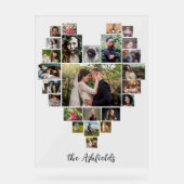 Familie Foto Collage Hart 25 Afbeeldingen Aangepas Acryl Bord (Voorkant)