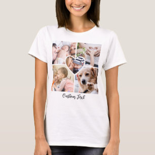 Familie Foto Collage Hart w / Script aangepaste te T-shirt
