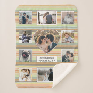 Familie Foto Collage Heart 11 Aangepaste Retro Str Sherpa Deken