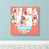 Familie Foto Collage Heart 17 Afbeeldingen Naam Ko Canvas Afdruk (Insitu (Houten vloer))