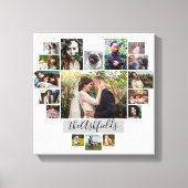 Familie Foto Collage Heart 17 Afbeeldingen Naam Wh Canvas Afdruk (Voorkant)