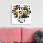 Familie Foto Collage Heart 17 Afbeeldingen Naam Wh Canvas Afdruk (Insitu (Woonkamer))
