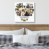 Familie Foto Collage Heart 17 Afbeeldingen Naam Wh Canvas Afdruk (Insitu (Slaapkamer))