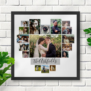 Familie Foto Collage Heart 17 Afbeeldingen Naam Wh Poster