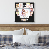 Familie Foto Collage Heart 17 Afbeeldingen Naam Zw Canvas Afdruk (Insitu (Slaapkamer))