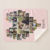 Familie Foto Collage Heart 25 Afbeeldingen Naam Ro Sherpa Deken (Voorkant (horizontaal))