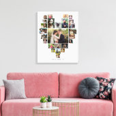Familie Foto Collage Heart 25 Afbeeldingen Naam Wh Canvas Afdruk (Insitu (Woonkamer))