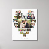 Familie Foto Collage Heart 25 Afbeeldingen Naam Wh Canvas Afdruk (Voorkant)