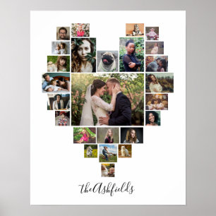 Familie Foto Collage Heart 25 Afbeeldingen Naam Wh Poster