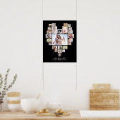 Familie Foto Collage Heart 25 Afbeeldingen Naam Zw Poster (Keuken)