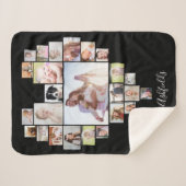 Familie Foto Collage Heart 25 Afbeeldingen Naam Zw Sherpa Deken (Voorkant (horizontaal))