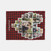 Familie Foto Collage Heart 25 Pics Name Red Pset Fleece Deken (Voorkant (Horizontaal))