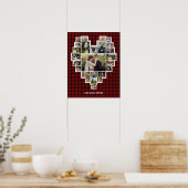 Familie Foto Collage Heart 25 Pics Name Red Pset Poster (Keuken)