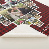 Familie Foto Collage Heart 25 Pics Name Red Pset Sherpa Deken (3/4)