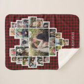 Familie Foto Collage Heart 25 Pics Name Red Pset Sherpa Deken (Voorkant (horizontaal))