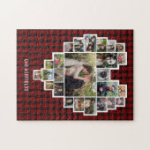 Familie Foto Collage Heart Red Pset 25 Pic Name Legpuzzel (Horizontaal)