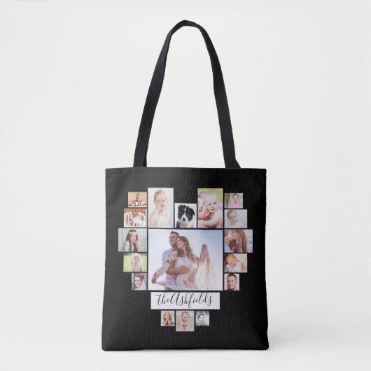 Familie Foto Collage Hearts 34 Afbeeldingen Naam Z Tote Bag (Voorkant)