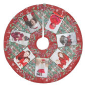Familie Foto Collage Kerstmis Wreath Red Fleece Kerstboom Rok (Voorkant)