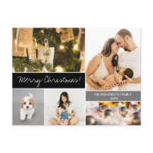 Familie Foto Collage Modern Merry Kerstmis