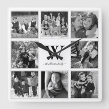 Familie Foto Collage Monogram Black en White