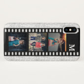Familie Foto Collage Monogram | Filmstrip Marmer Case-Mate iPhone Case (Achterkant (horizontaal))