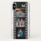 Familie Foto Collage Monogram | Filmstrip Marmer Case-Mate iPhone Case (Achterkant)