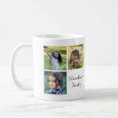 Familie foto collage monogram naam dankbaar script koffiemok (Links)