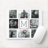 Familie Foto Collage Monogram zwart-wit Muismat (Met muis)