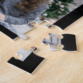 Familie Foto Collage Monogrammed Black 10 Afbeeldi Legpuzzel (Zijkant)