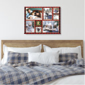 Familie Foto Collage Monogrammed Red Buffalo Pset Canvas Afdruk (Insitu (Slaapkamer))