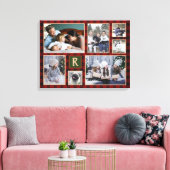 Familie Foto Collage Monogrammed Red Buffalo Pset Canvas Afdruk (Insitu (Woonkamer))